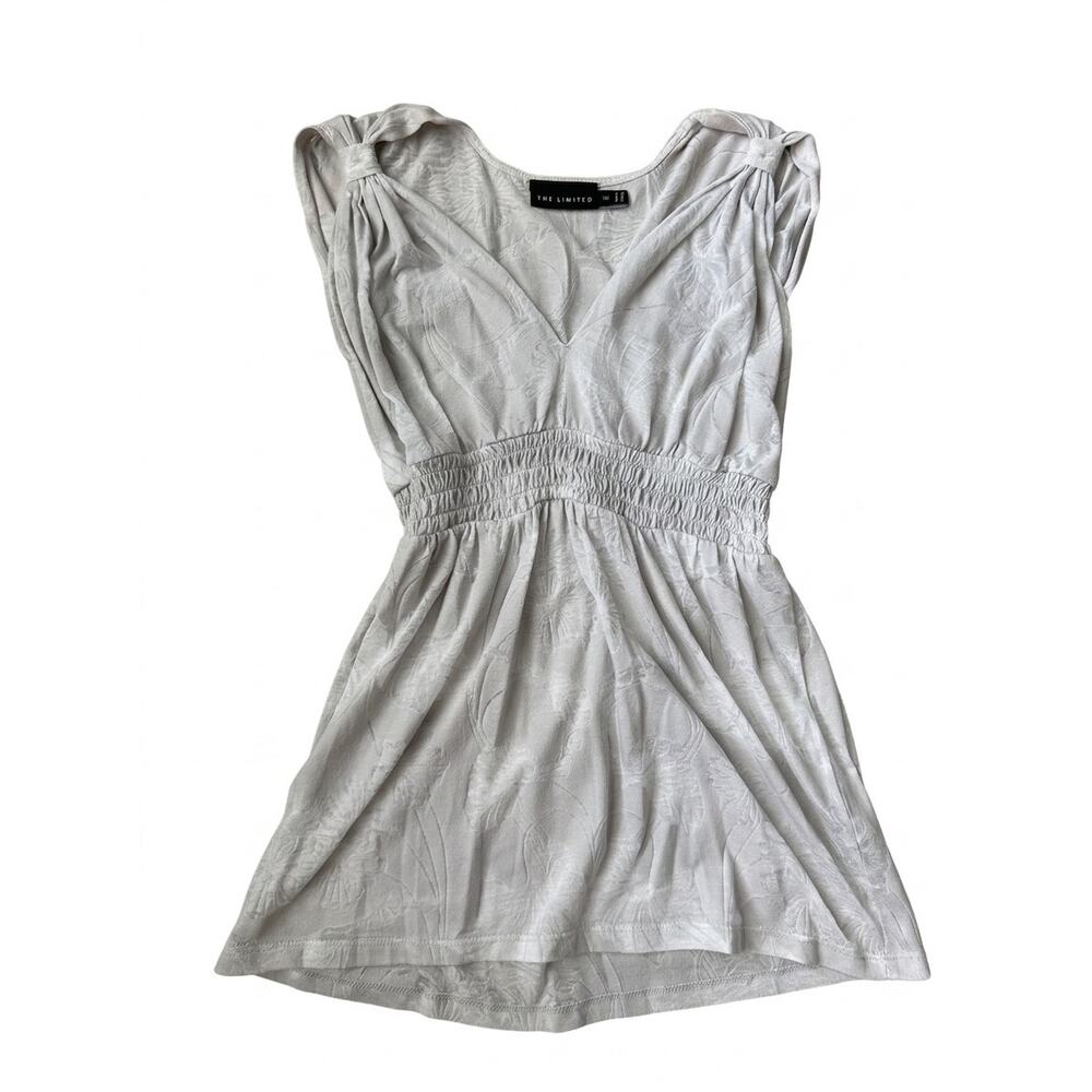 The Limited Vintage Y2K Devoré Burnout Floral Empire Waist Top Off White XS - Picture 2 of 10